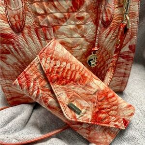 Brahmin Caroline flamingo satchel with wallet